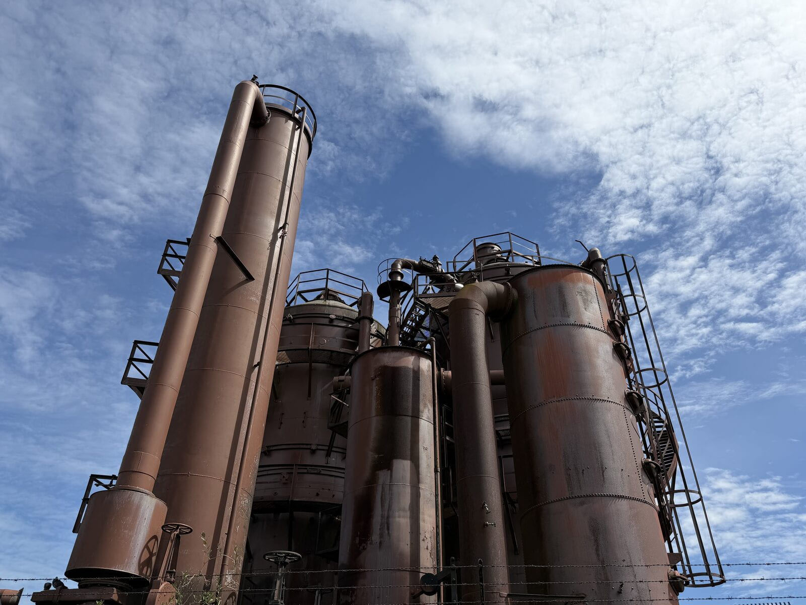 Old rusted industrial towers